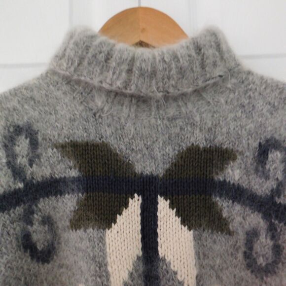 Curio 3D Mohair Blend Turtleneck Sweater Graphic Gothic SIze Small Gray oversize - Picture 2 of 7